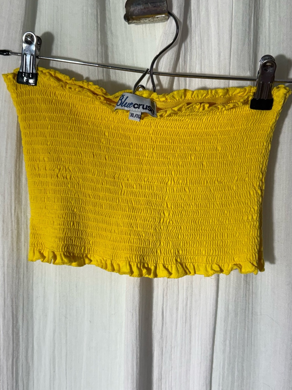 Blue Crush Yellow Smocked Tube Crop Top
